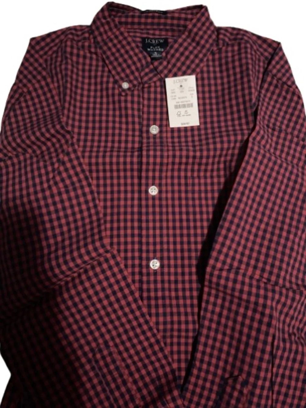 J. Crew Red and Navy Gingham Button-Down Shirt